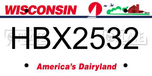 HBX2532 Wisconsin License Plate