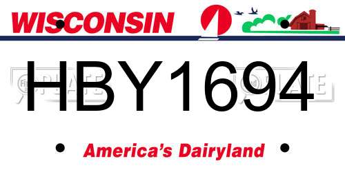 HBY1694 Wisconsin License Plate