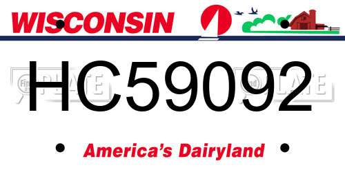 HC59092 Wisconsin License Plate