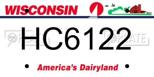 HC6122 Wisconsin License Plate