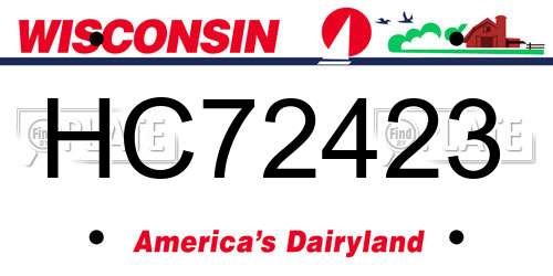 HC72423 Wisconsin License Plate