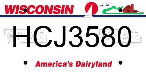 HCJ3580 Wisconsin License Plate