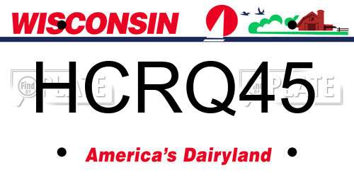 HCRQ45 Wisconsin License Plate