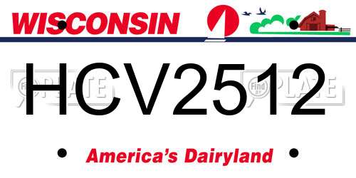 HCV2512 Wisconsin License Plate