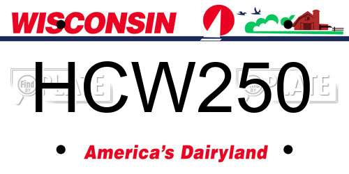 HCW250 Wisconsin License Plate