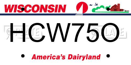 HCW75O Wisconsin License Plate