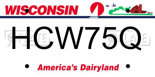HCW75Q Wisconsin License Plate