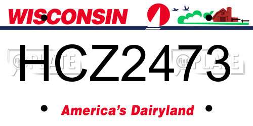 HCZ2473 Wisconsin License Plate