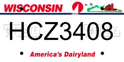HCZ3408 Wisconsin License Plate