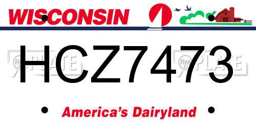 HCZ7473 Wisconsin License Plate