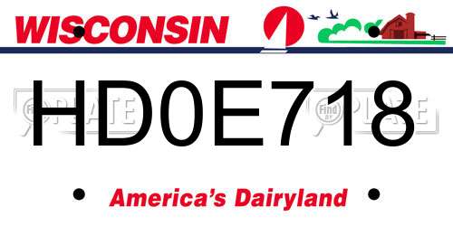 HD0E718 Wisconsin License Plate