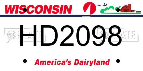 HD2098 Wisconsin License Plate