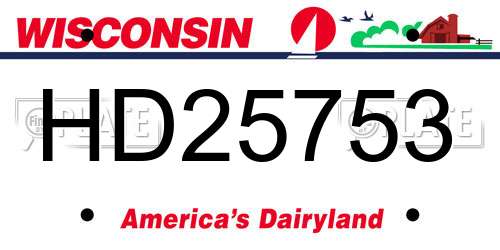 HD25753 Wisconsin License Plate