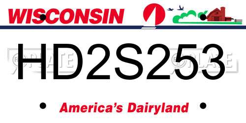 HD2S253 Wisconsin License Plate