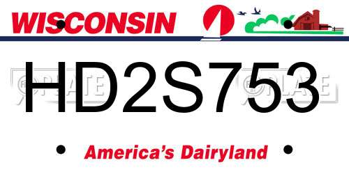HD2S753 Wisconsin License Plate