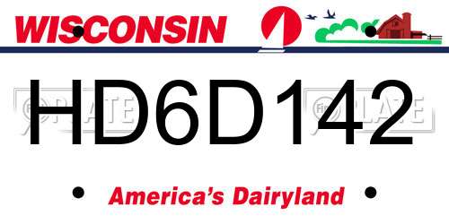 HD6D142 Wisconsin License Plate