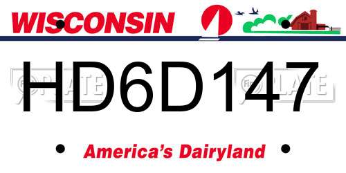 HD6D147 Wisconsin License Plate