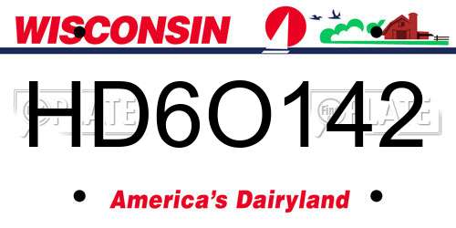 HD6O142 Wisconsin License Plate