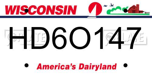 HD6O147 Wisconsin License Plate