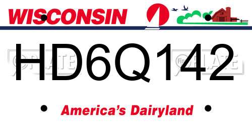 HD6Q142 Wisconsin License Plate
