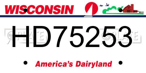 HD75253 Wisconsin License Plate