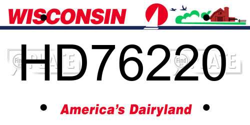 HD76220 Wisconsin License Plate
