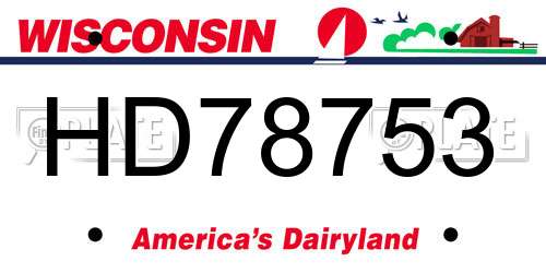 HD78753 Wisconsin License Plate