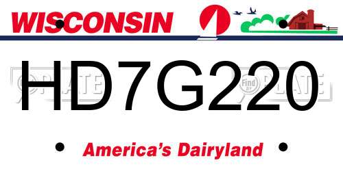 HD7G220 Wisconsin License Plate