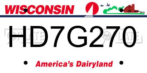 HD7G270 Wisconsin License Plate