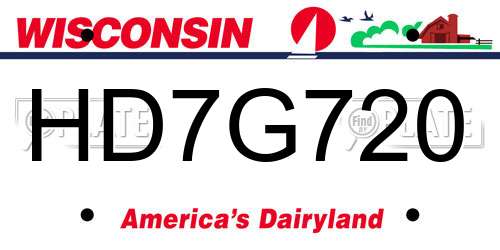 HD7G720 Wisconsin License Plate