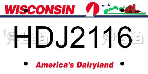 HDJ2116 Wisconsin License Plate