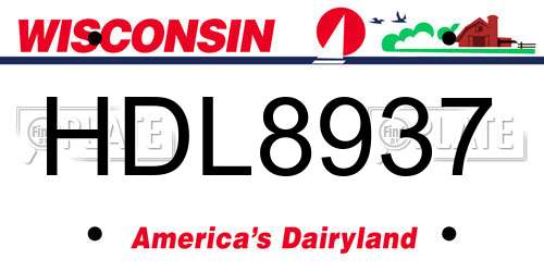 HDL8937 Wisconsin License Plate