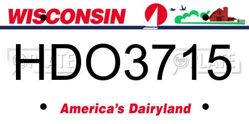 HDO3715 Wisconsin License Plate
