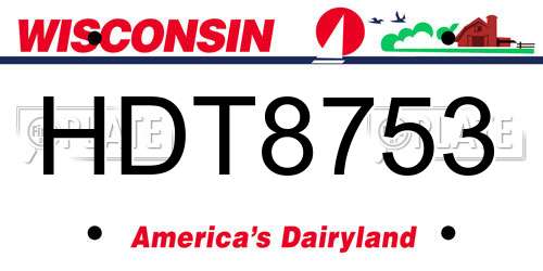 HDT8753 Wisconsin License Plate