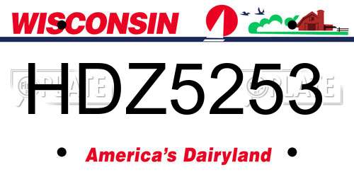 HDZ5253 Wisconsin License Plate