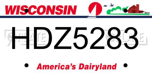 HDZ5283 Wisconsin License Plate