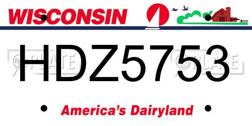 HDZ5753 Wisconsin License Plate