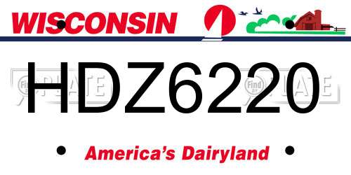 HDZ6220 Wisconsin License Plate
