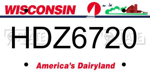HDZ6720 Wisconsin License Plate