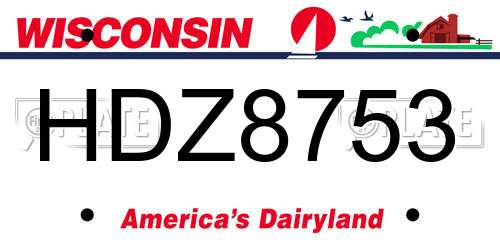 HDZ8753 Wisconsin License Plate