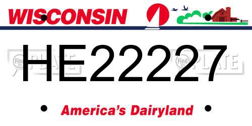 HE22227 Wisconsin License Plate