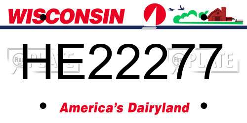 HE22277 Wisconsin License Plate
