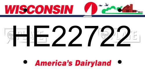 HE22722 Wisconsin License Plate