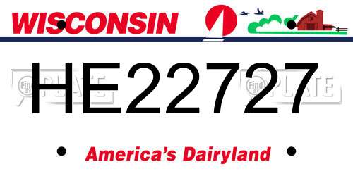HE22727 Wisconsin License Plate