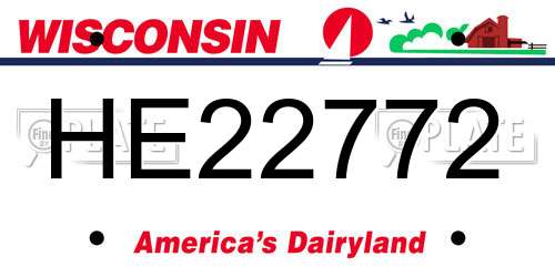HE22772 Wisconsin License Plate