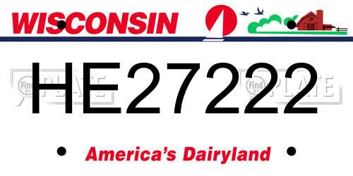 HE27222 Wisconsin License Plate