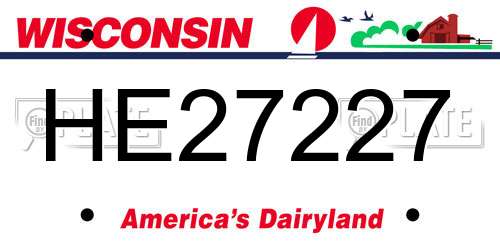 HE27227 Wisconsin License Plate