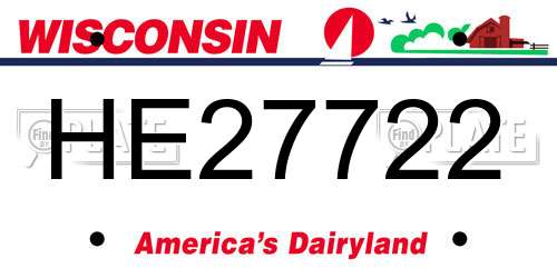 HE27722 Wisconsin License Plate