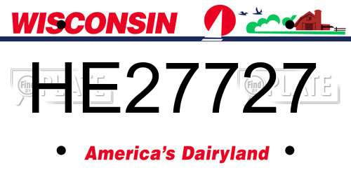 HE27727 Wisconsin License Plate