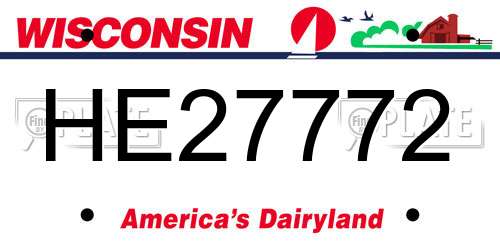 HE27772 Wisconsin License Plate